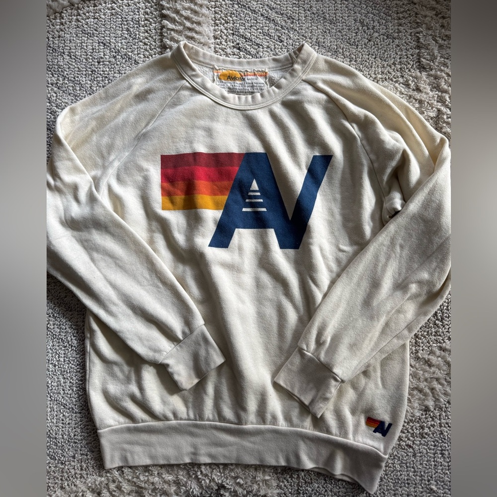 Aviator Nation cream sweatshirt, size large